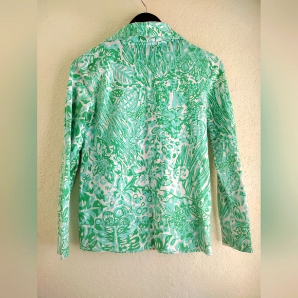 LILLY PULITZER Full Zip Bungle In The Jungle Print Leona Jacket Green - Picture 7 of 7